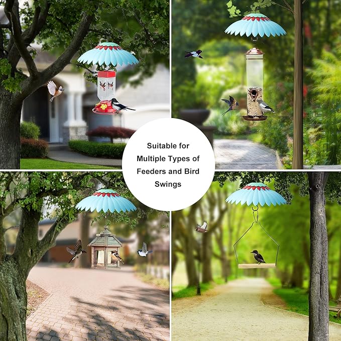Squirrel Baffle,Hang from Bird Feeders for Outdoors Squirrel Proof, Protect Feed Green Dome Attract Hummingbirds, Moat Proof, Easy to Clean-14inch(Blue)