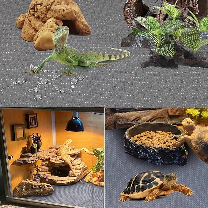 KABASI Reptile Substrate Liner Terrarium Carpet, Bearded Dragon Tank Accessories, Non-Adhesive Reptile Carpet Reptile Flooring Mat Bedding for Leopard Gecko, Snake, Lizard, Tortoise, 17.7x39.4 inch