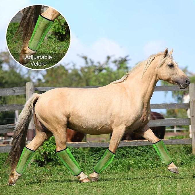 4 Sets Fly Boots Loose Fitting & Non-Slip Horse Fly Leggings No More Horsefly Nuisance Greatly Reduce Stomping Breathable with Natural Air Flow