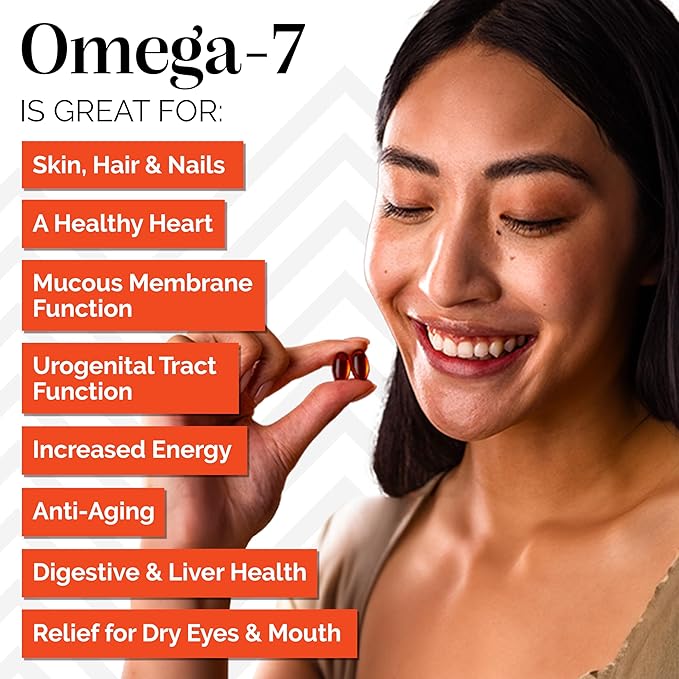 sibu Sea Buckthorn Omega-7 Softgels (90-Day Refill Sachet) – Supplement for Healthy Skin, Hair, Nails and Dryness