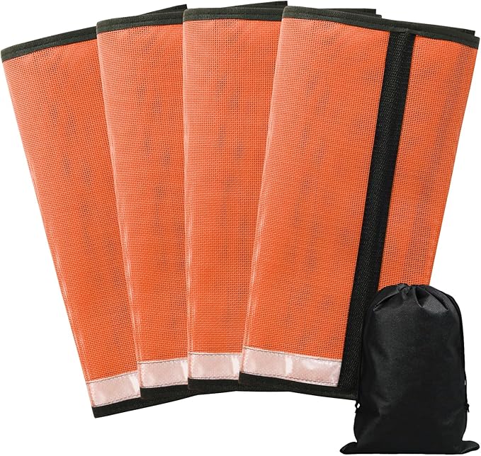 Fly Boots for Horses Set of 4 Leg Wraps Protection, Mesh Horse Fly Leggings Breathable Tendon Boots for Reduces Stomping & Leg Fatigue Orange Large