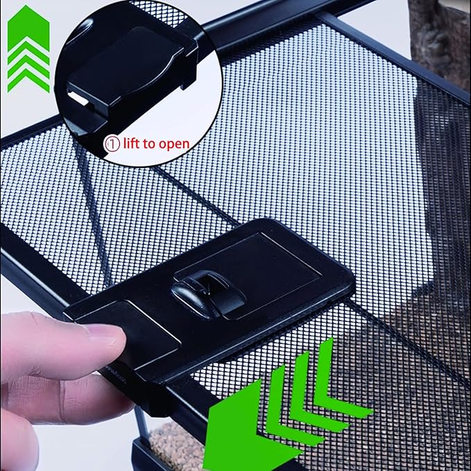 Reptile Terrarium Tank, Glass Reptile Vivarium, Sliding Mesh Cover, for Lizards, Horned Frogs, Snakes, Spiders, Turtle (M, 4.8Gal (12"x12"x7.8"))