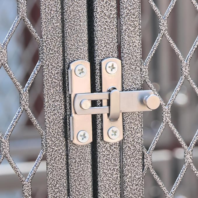 Large Walk-in Cage 77-inch Heavy Duty Birdcage Outdoor Diamond Grid Aviary Parrot Cage Wide Flight Metal Birdcage for Macaw Budgie Conure Lovebird Parakeet Cockatiel, 6.4x3.87x5.91ft, Silver