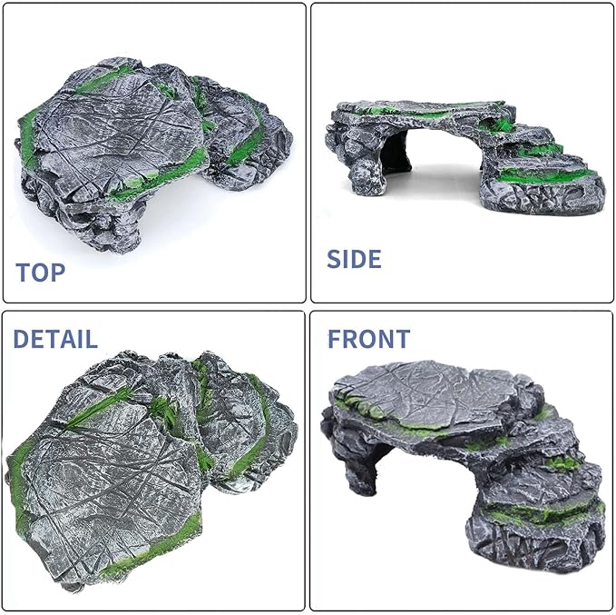 Turtle Basking Platform Turtle Tank Decoration for Aquariums & Terrarium, Turtle, Lizard, Reptile Habitat Hideout (Black)