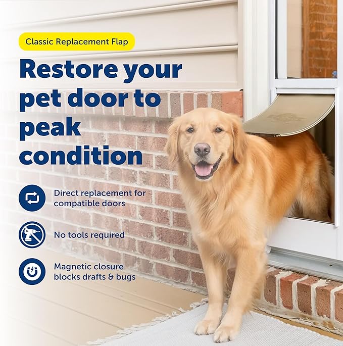 PetSafe Classic Replacement Flap - Maintains Weather Seal - Soft Tinted Vinyl Flap with Magnetic Closure - Compatible with Wall Entry & Patio Panel Pet Doors - Easy to Install - Large