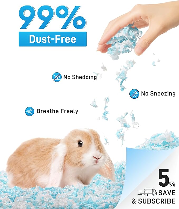 BUCATSTATE Hamster Bedding 101L, 99% Dust-Free Guinea Pig Bedding Odor Control Paper Bedding, Cozy Small Animal Bedding for Rabbit Rat Syrian Dwarf Hamsters Gerbils (Blue)