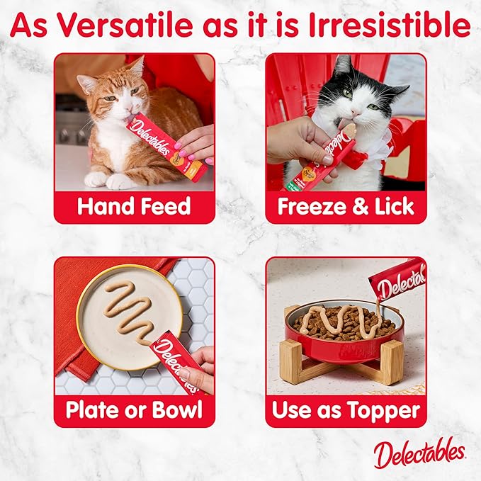 Delectables Squeeze Up Variety Pack, Creamy Squeezable Puree, Lickable Wet Cat Treats, Grain Free, No Added Fillers, No By-Products, No Added Preservatives, 0.5 Ounces Tube, 24 Tubes Total