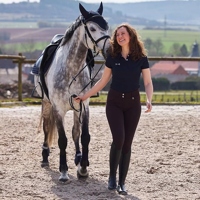HORZE Adepto Open Front Tendon Boots | Durable Shell with Neoprene Lining - Dark Navy - Horse