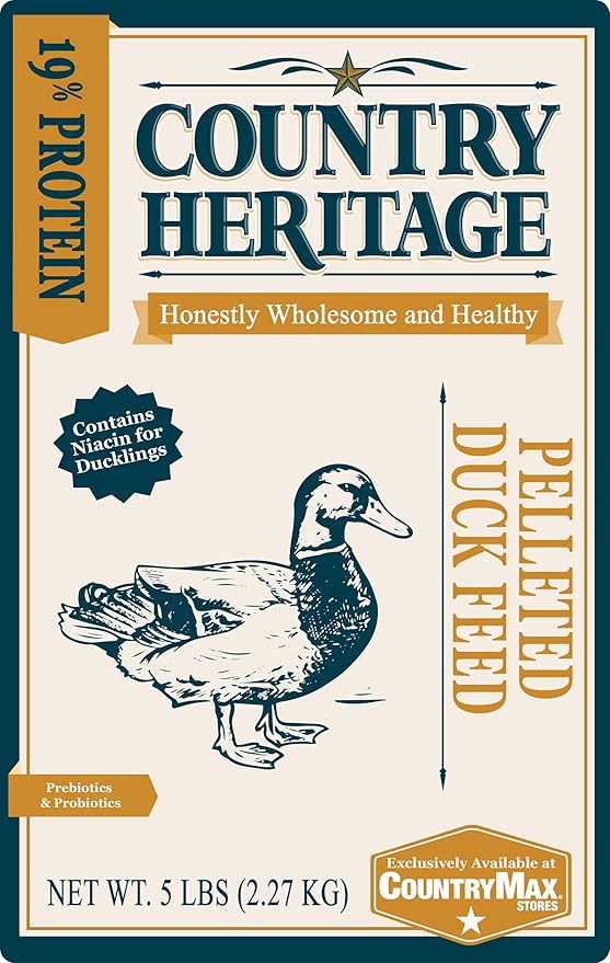 Country Heritage Duck Feed – Pellets for All Life Stages (19% Protein with Prebiotics & Probiotics) (10 Pounds)