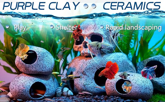 Aquarium Decorations Cave Fish Tank Accessories Rock Decor for Shrimp Cichlid Hiding Breeding Small Fish Bowl Hide Decoration Betta Toys Hideout Stones House（Small）