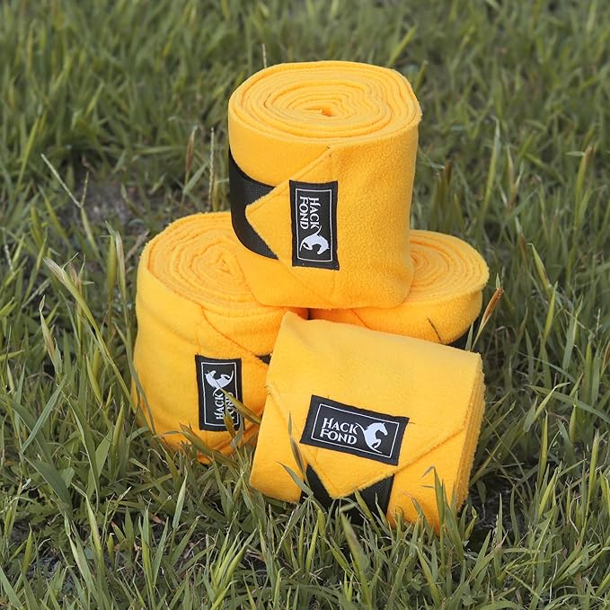 Horse Polo Leg Wraps, 10' Long Fleece Polo Wraps for Horses Set of 4, Horse Leg Bandages Stable Supplies Equestrian Boots Horse Leg Protection Mustard Yellow
