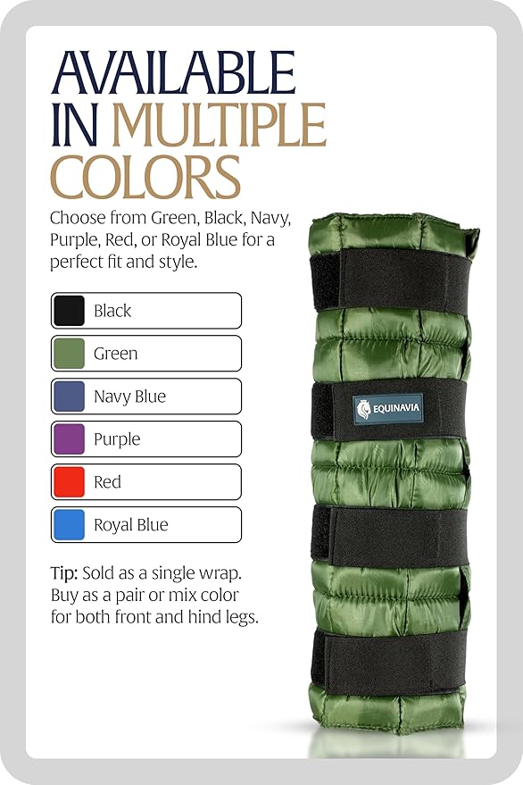 Equinavia Cool Relief Therapy Ice Boots Leg Wraps for Horses, Gel Pack with Adjustable Straps | 16.5" x 15.5" Single - Green - Single - One Size