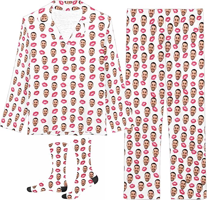 D-Story Personalized Pajamas with 1-8 Faces for Women Men, Custom Christmas Pjs, Pajamas Gifts For Family,Cat Mom,Dog Mom