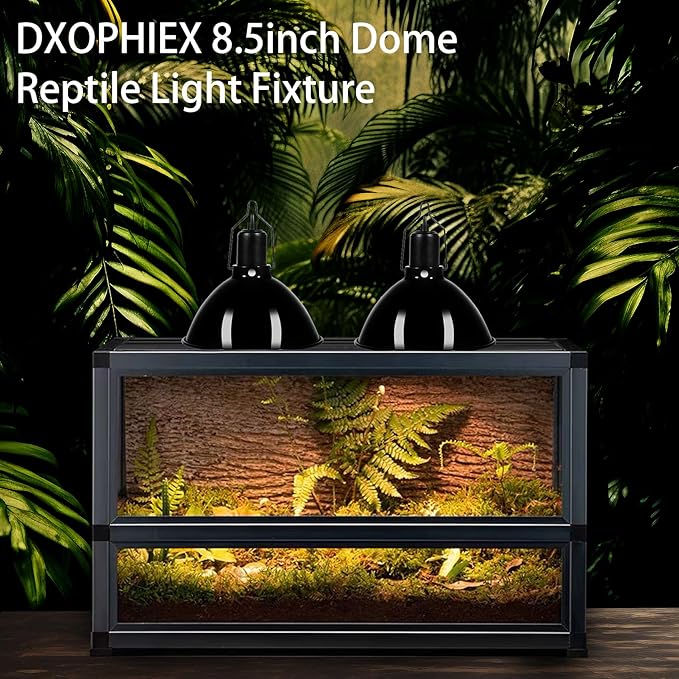 DXOPHIEX 8.5inch Dome Reptile Heat Lamp Reptile Light Fixture UVB Light Fixture Max 150W for Bearded Dragon, Turtles, Snake and Lizard Terrarium