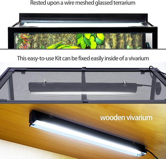 REPTI ZOO T5 HO 10.0 UVB Lighting Combo Kit with Timer, 12 Inch Reptile Light Fixture Terrarium Hood with T5 Lamp Bulb