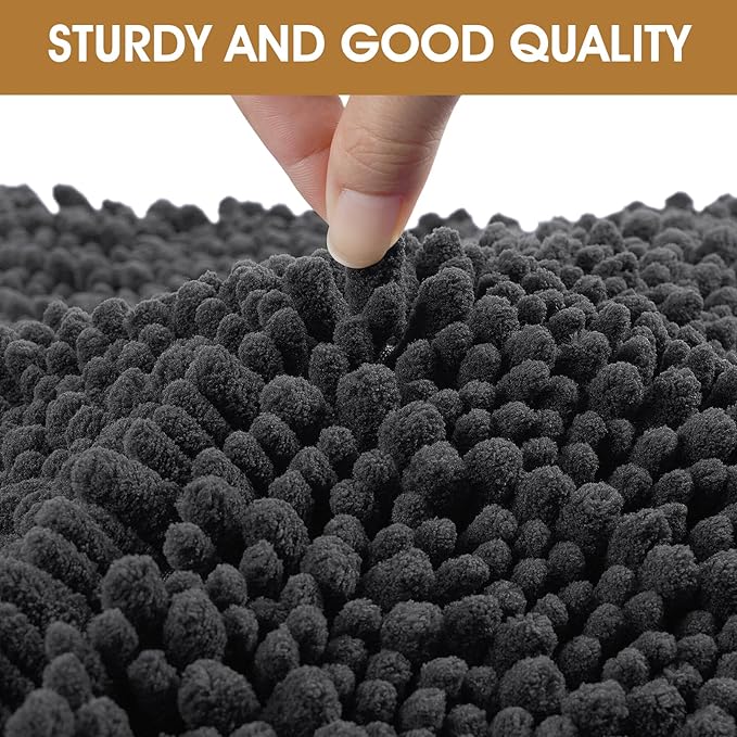 IM HOME 4 Pieces Muddy Door Mats for Dogs, Chenille Absorbent Pet Mats, Quick Dry, Trap Dirt Non Slip Heavy Indoor Doormat Soft Dog Bed Mat Front Inside Door Mat for Indoor Outdoor Entrance,Dark Grey