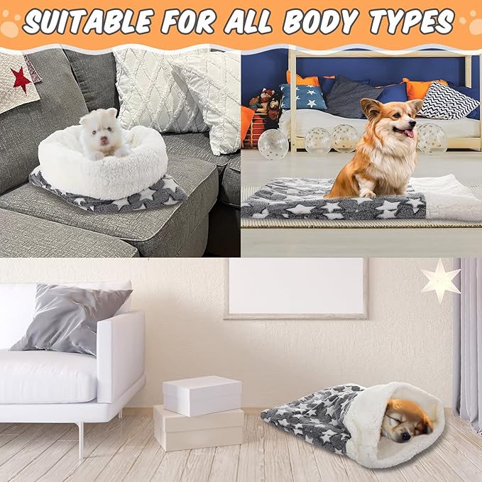 Self Heating Cat Sleeping Bag Indoor Self Warming Cat Bed Cave Heated Pad Cozy Soft Winter Washable Wrap Pet Snuggle Sack Pouch for Puppy Dog Kitten, 24 x 21 Inch(Classic Style,Gray)