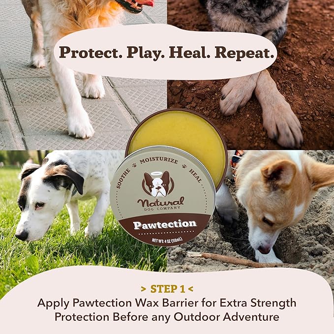 Natural Dog Company Pawtection Bundle with (1) 2 oz. Tin and (1) Travel Size Stick Healing Balm for Dogs