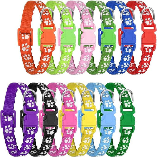 12 Pack Puppy Collars for Litter, Adjustable Puppy ID Collars Soft Nylon Whelping Collars for Newborn Litter Pets Medium