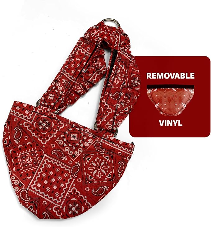 Hen Holster Bikini Diaper, Bird Diaper & Harness for Hens, Roosters, Ducks - with Removable Vinyl Liner, Adjustable Fit for Outdoor Adventures & Indoor Use - Easy to wear - S/M, Red Bandana