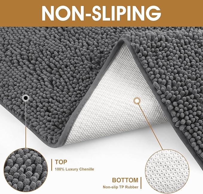 IM HOME 4 Pieces Muddy Door Mats for Dogs, Chenille Absorbent Pet Mats, Quick Dry, Trap Dirt Non Slip Heavy Indoor Doormat Soft Dog Bed Mat Front Inside Door Mat for Indoor Outdoor Entrance,Grey