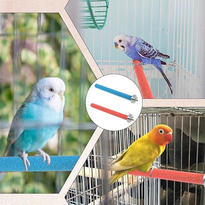 Bird Perches Stand for Cage, 2 Pcs Parrot Bird Cage Perch Toy Paw Grinding Stick Cages Wooden Grinding Claw Sticks Sanded Surface Cages Toy for Parakeets Finches Parakeet Toys Birdcage Accessories