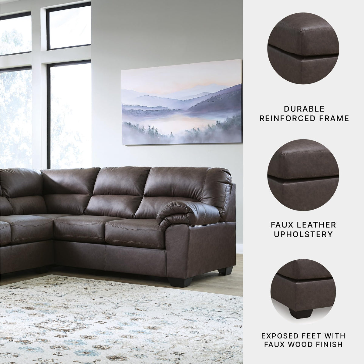 Faux Leather Sectional Sofa