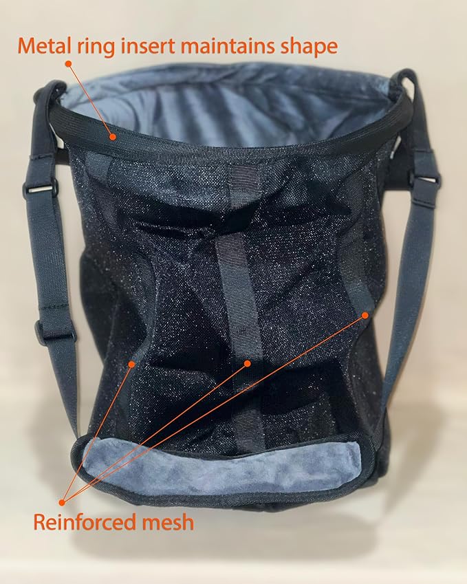 Reinforced Horse Mesh Feed Bag, Adjustable Strap, Padded Nose, Heavy Duty Horse Feed Bag, Reinforced Bottom Stitching, Holds 8qt Grain Bucket, no Mess, soak Feed in Bag, Horse Feed Bag