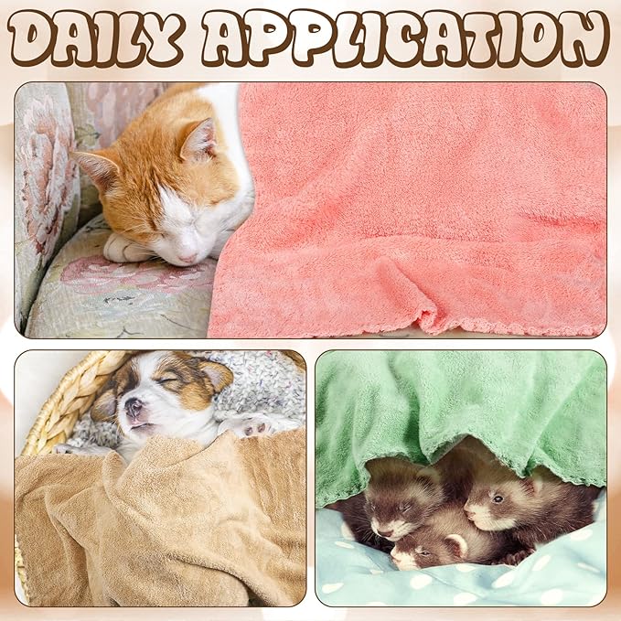 24 Pcs Guinea Pig Fleece Bedding Blankets Bulk Washable Small Animal Fleece Cage Liners Pet Wash Cloth Sleeping Mat Cover for Hamster Chinchilla Rabbit Hedgehog(13.8 x 29.5 Inch,Multicolor)