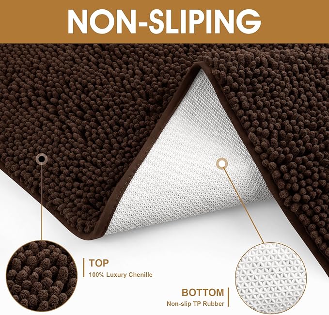 IM HOME 48" x 38" Brown Dog Door Mats for Muddy Paws, Chenille Absorbent Dog Mat, Non Slip Heavy Mud Mat for Dogs, Soft Pet Bed Mat for Entryway, Mud Paws, Inside Floor