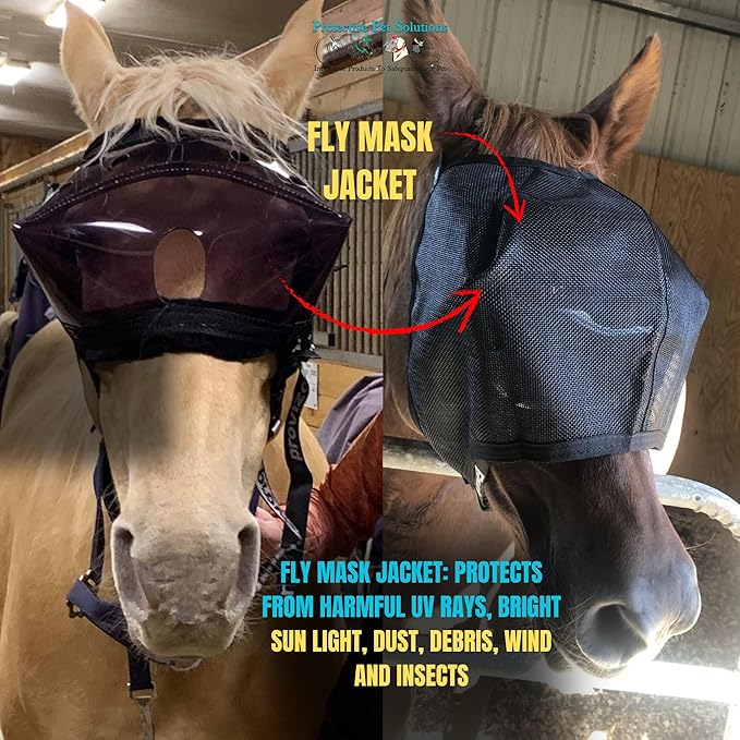 Recovery Vizor, (Size Pony - Dark UV Tint) Medical and Preventative Horse Eye (Goggle) Protection Mask for Uveitis, Injury, Scratch or Corneal Infection, Blindness.