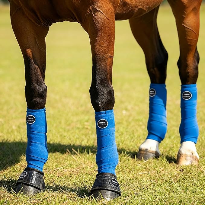 Horse Polo Leg Wraps, Fleece Wraps Elastic Bandages, Comfort Equestrian Standing Wraps, Set of 4, Boot Protection Stable Wraps Supplies (Full 10ft Red)