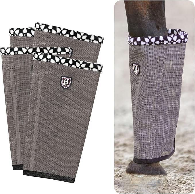 Fine Mesh Fly Boots Loose Fitting & Non-Slip Horse Fly Leggings Fleece Air Flow (Set of 4)