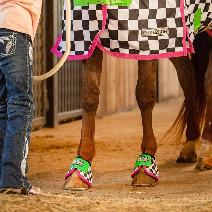 Jeffers Expression No Turn Bell Boots for Horses - Skater Cowgirl, Medium | Shock Absorbing Hoof Protection | Secure Double Hook & Loop Closure, Perfect for Turnout, Training, & Riding - 1 Pair