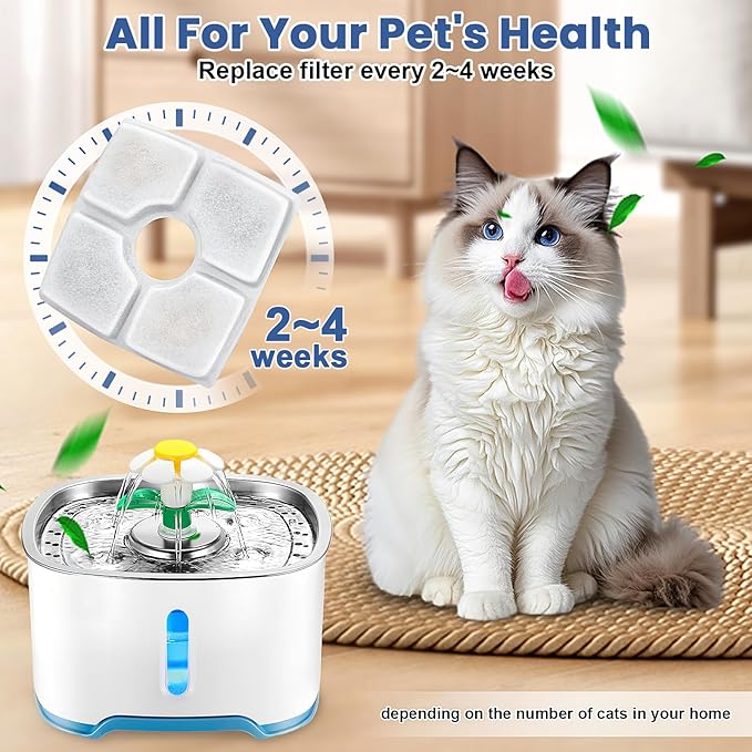 Cat Water Fountain Filter Replacement, 12 Pack Cat Fountain Filters Compatible with Square 84oz/2.5L Automatic Pet Fountain Dog Water Dispenser, 3 Filtration System Replacement Pet Filters