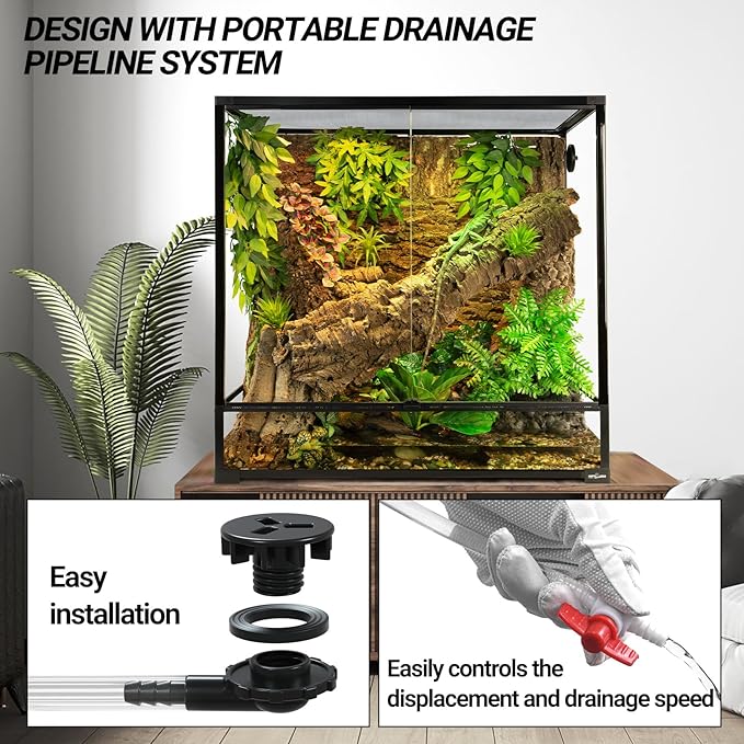 REPTI ZOO Large Tall Glass Reptile Tank 36"x18"x36", 100 Gallon Vertical Reptile Terrarium with Mesh for Chameleon Arboreal Lizard Frog, Paludarium Vivarium Tank