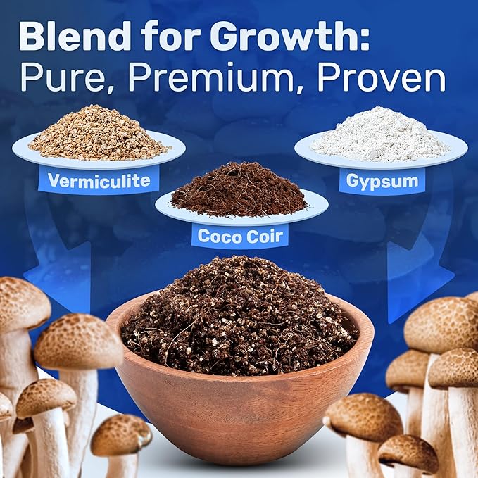 Surfin' Spores Dry Mushroom Substrate Mix | Produces 10 Pounds of Pasteurized Bulk Substrate | CVG Blend (Coco Coir, Vermiculite, Gypsum)