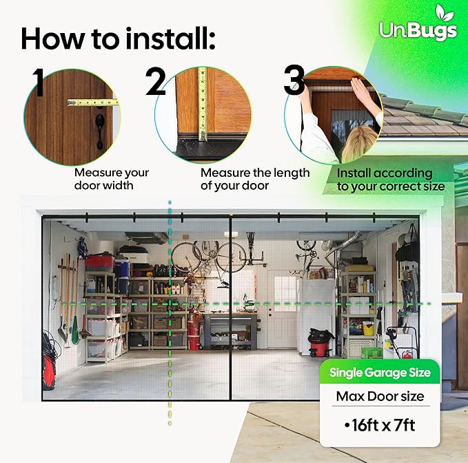 UnBugs Magnetic Screen Door - Fits Patio Door & Sliding Doors up to 72 x 80 Inches MAX - Pet & Kid Friendly, Self-Closing - Hands Free Magnet Closure Keeps Bugs Out & Breeze in