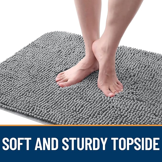 OLANLY Dog Door Mat Set 4-Piece 30x20, Absorbs Moisture and Dirt, Absorbent Non-Slip Washable Doormat, Quick Dry Chenille Mud Mat for Dogs, Entry Indoor Entryway Carpet for Inside Floor, Grey
