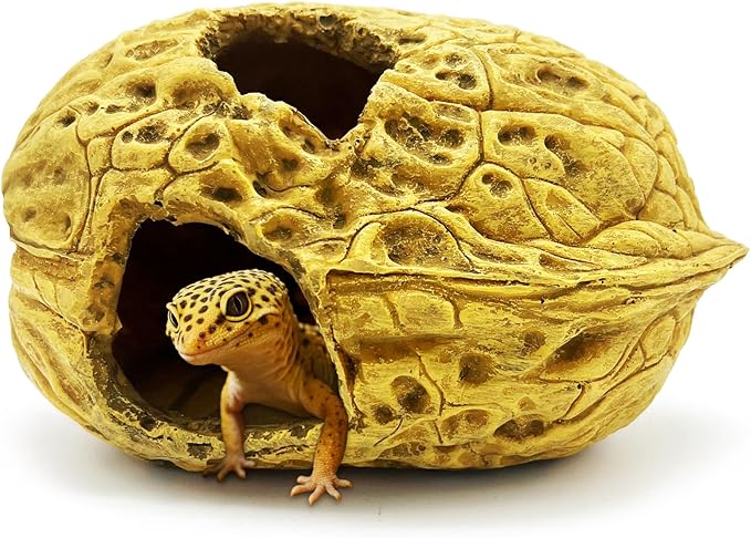 Leopard Gecko Reptile Hide Terrarium Décor Bearded Dragon Walnut Hideout Tank Accessories Decoration Cave Amphibian Habitat