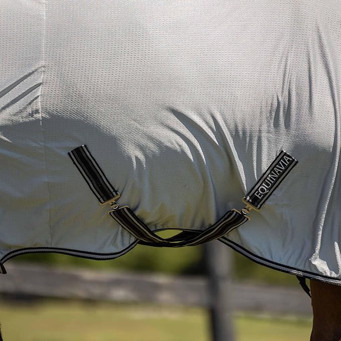 Equinavia Aktiv Athletic Detachable Neck Fly Sheet | Ultralight Poly Fabric | Extended Protection - Silver Gray - 84 in