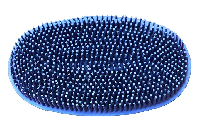 Grewal Equestrian Oval Face Grooming & Bathing Curry Brush for Horses, Dogs, Cats, & Other Pets - Very Soft Bristles (Navy Blue)