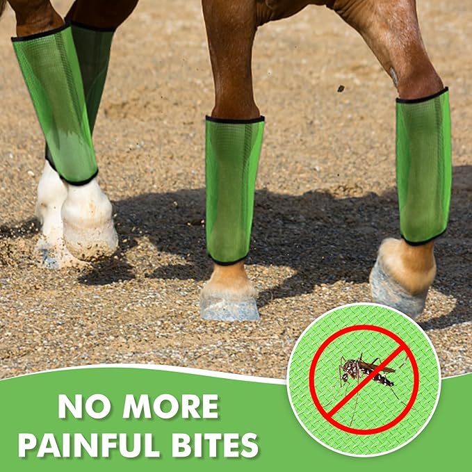 4 Sets Fly Boots Loose Fitting & Non-Slip Horse Fly Leggings No More Horsefly Nuisance Greatly Reduce Stomping Breathable with Natural Air Flow