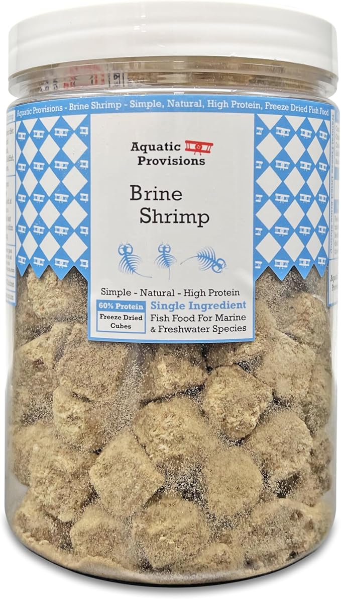 Freeze Dried Brine Shrimp Cubes 2.5 oz, Fish Food for Freshwater and Marine Aquarium Species
