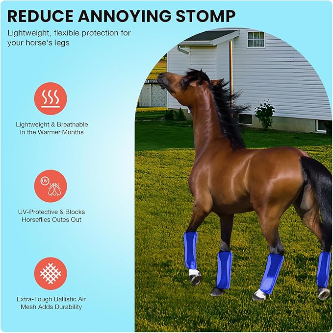 Mesh Fly Boots Horse Fly Boots Mesh Fly Wraps Leg Guard for Horse Set of 4