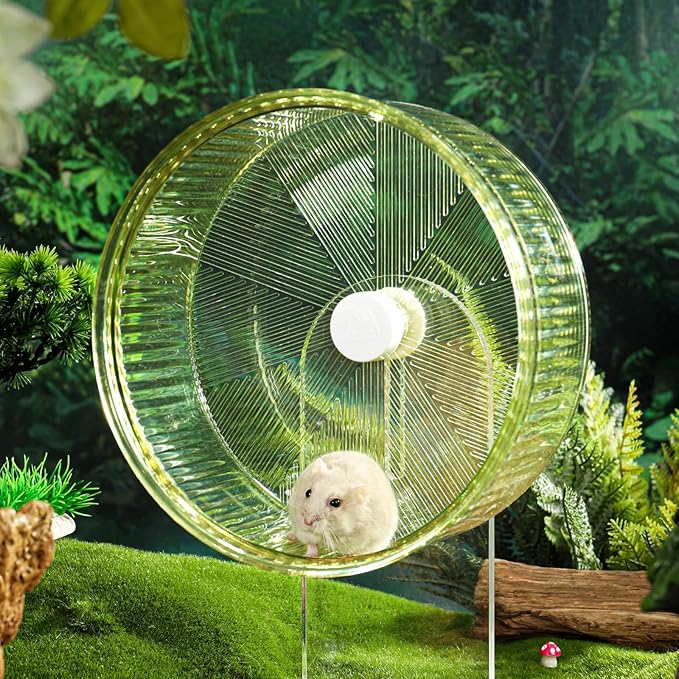 Super-Silent Hamster Exercise Wheel: Silent Spin Toys Hamster Running Wheels with Height Adjustable Stand for Hamsters Gerbils Mice Or Other Small Animals -6.5inch Yellow