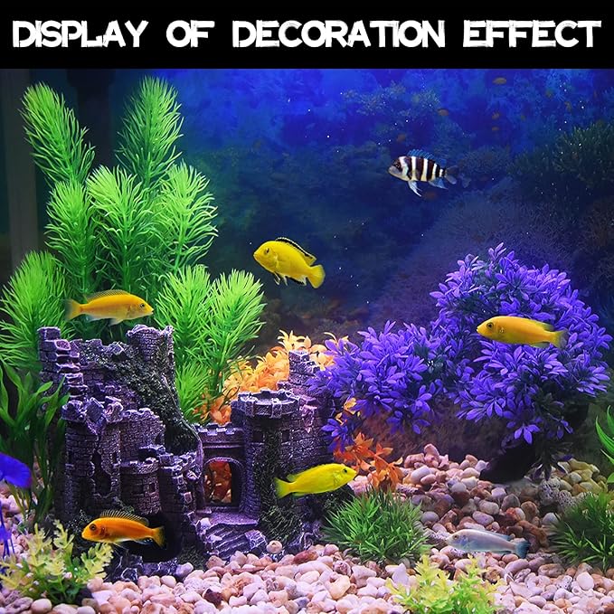 Aquarium Decorations- Castle Fish Tank Bubbler Decorations for Aquatic Pets to Breed Play and Rest Fish Decorations for Tank