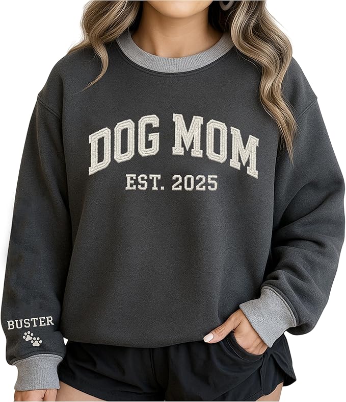 NAZENTI Personalized Dog Sweatshirt, Custom Photo Shirts, Dog Embroidered Shirt for Women, Men, Pet Lovers Gifts, Mom Gift