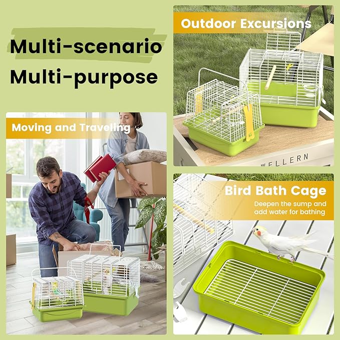 BAGHBPM Small Bird cage,Travel Cage for Birds and Small Animals, Parakeet cage,Bird Carrier Travel cage,Bird Travel cage, jaulas para pájaros,Green,(Size:S,M,L) (M)