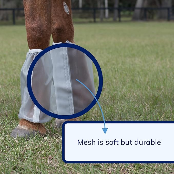 Deluxe Relaxed Fit Fly Boots for Horses | Soft Comfortable Elastic | Durable Mesh | Protects Horse's Legs from Flies and Insects | Sold as a Pair (2)